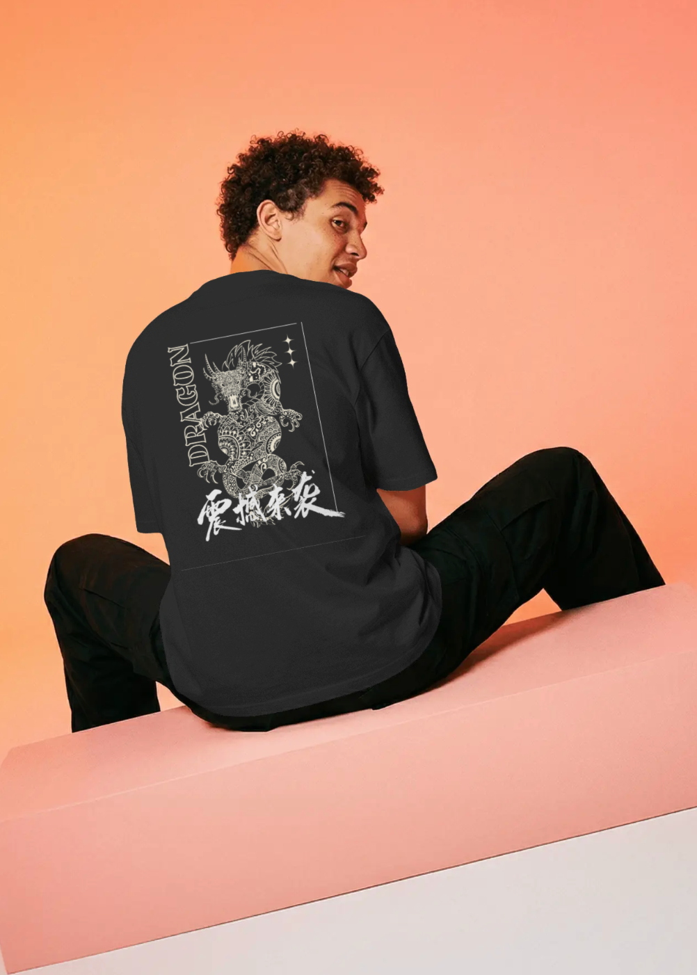 Shadow Dragon Oversized Tee – Black x White