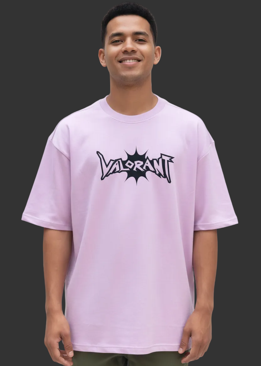 Male model wearing a WYI lavender t-shirt with a front logo on a grey background